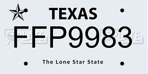 FFP9983 Texas License Plate