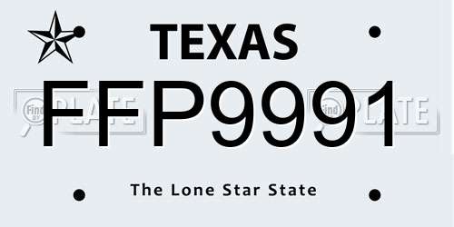 FFP9991 Texas License Plate