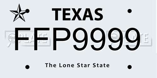 FFP9999 Texas License Plate