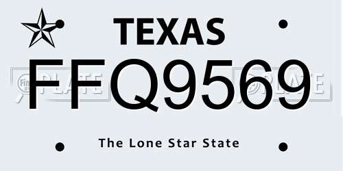 FFQ9569 Texas License Plate