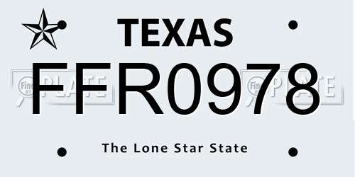 FFR0978 Texas License Plate