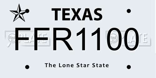 FFR1100 Texas License Plate
