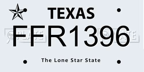 FFR1396 Texas License Plate