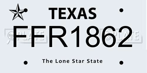 FFR1862 Texas License Plate
