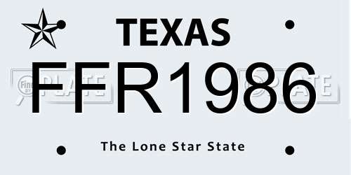 FFR1986 Texas License Plate