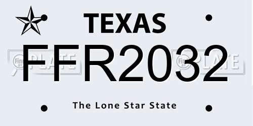 FFR2032 Texas License Plate