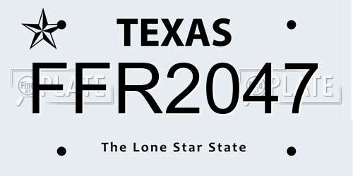 FFR2047 Texas License Plate