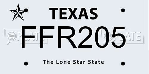 FFR205 Texas License Plate