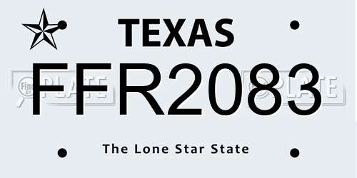 FFR2083 Texas License Plate