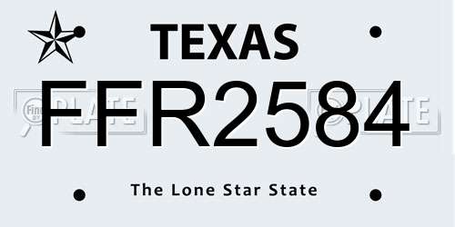FFR2584 Texas License Plate