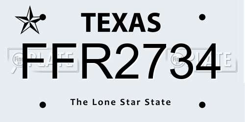 FFR2734 Texas License Plate