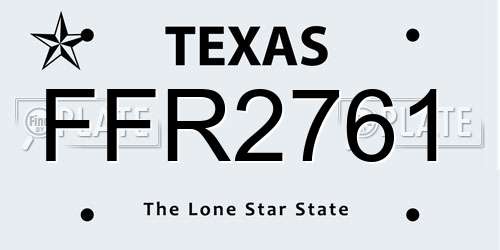 FFR2761 Texas License Plate