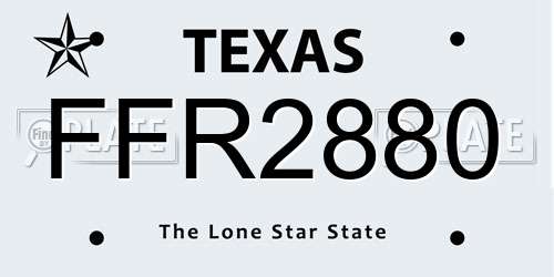 FFR2880 Texas License Plate