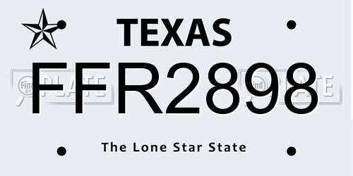 FFR2898 Texas License Plate