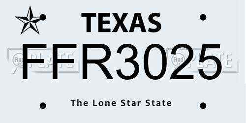 FFR3025 Texas License Plate