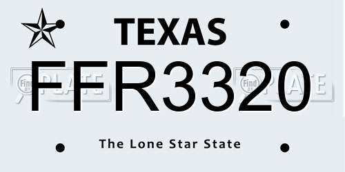 FFR3320 Texas License Plate