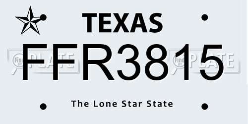 FFR3815 Texas License Plate