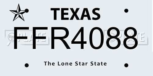 FFR4088 Texas License Plate