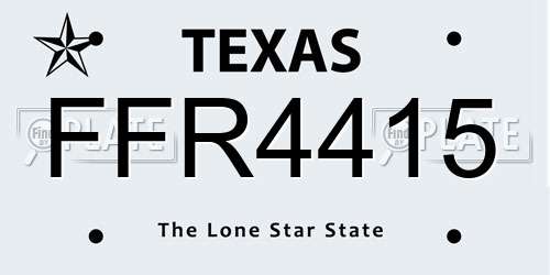 FFR4415 Texas License Plate