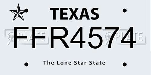 FFR4574 Texas License Plate