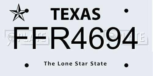 FFR4694 Texas License Plate