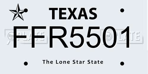 FFR5501 Texas License Plate