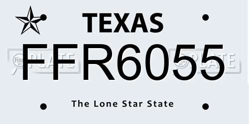 FFR6055 Texas License Plate