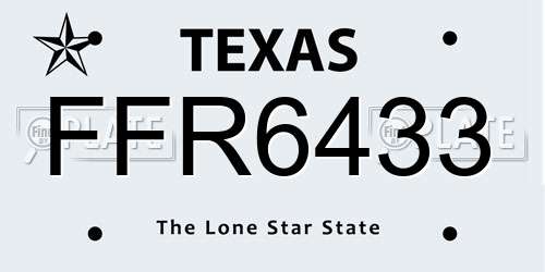 FFR6433 Texas License Plate