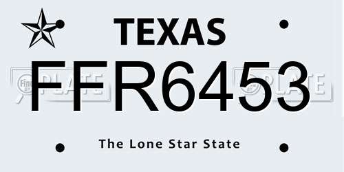 FFR6453 Texas License Plate