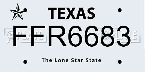 FFR6683 Texas License Plate