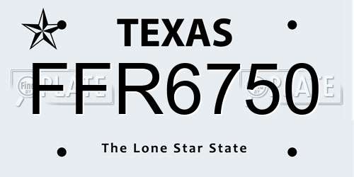 FFR6750 Texas License Plate