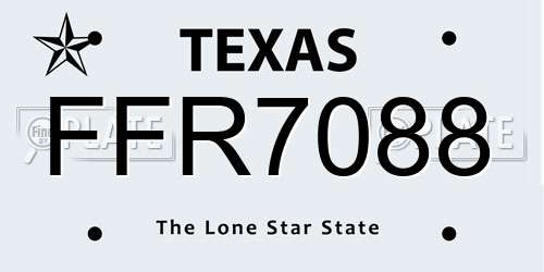 FFR7088 Texas License Plate