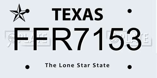 FFR7153 Texas License Plate