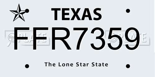 FFR7359 Texas License Plate