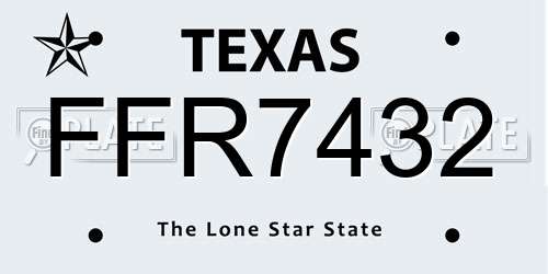 FFR7432 Texas License Plate