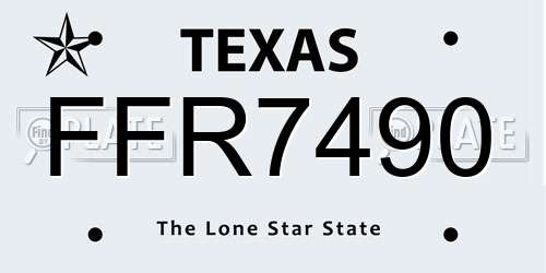 FFR7490 Texas License Plate