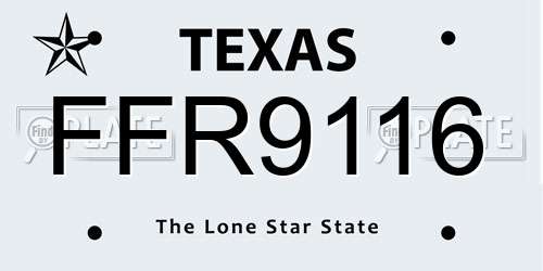 FFR9116 Texas License Plate