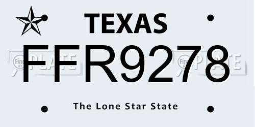 FFR9278 Texas License Plate
