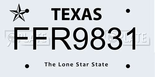 FFR9831 Texas License Plate