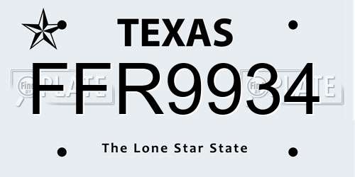 FFR9934 Texas License Plate