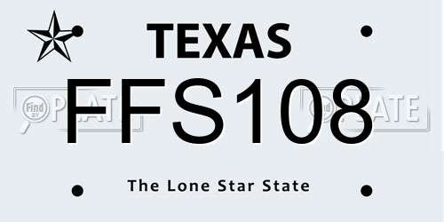 FFS108 Texas License Plate