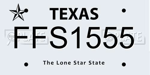 FFS1555 Texas License Plate