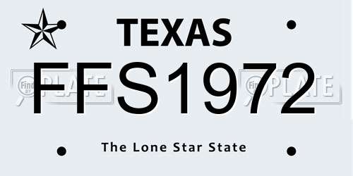 FFS1972 Texas License Plate
