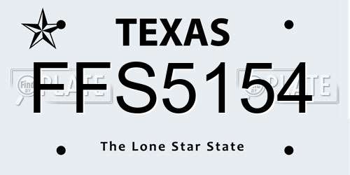 FFS5154 Texas License Plate