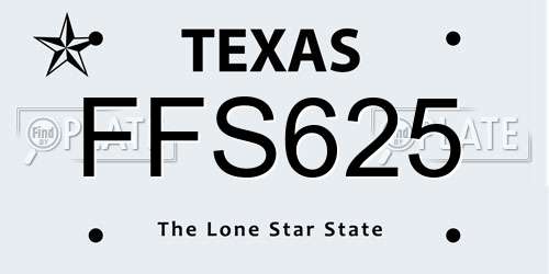 FFS625 Texas License Plate
