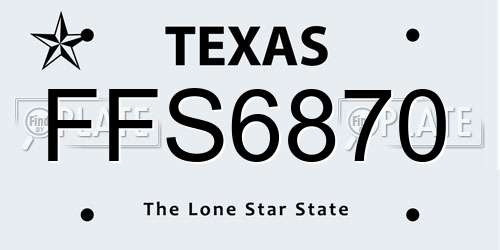 FFS6870 Texas License Plate