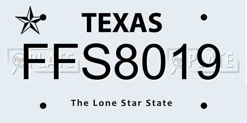 FFS8019 Texas License Plate