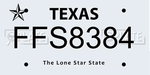 FFS8384 Texas License Plate
