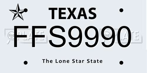 FFS9990 Texas License Plate