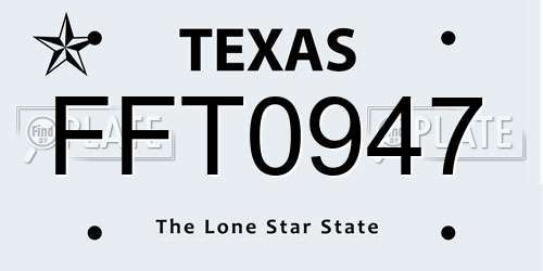 FFT0947 Texas License Plate